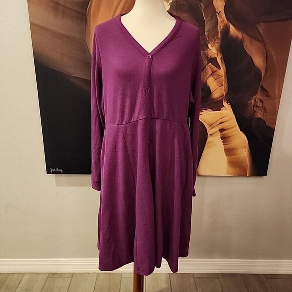 Torrid Plush Skater Dress 2x Purple Long Sleeve Pockets NWT Super Soft - Picture 1 of 7